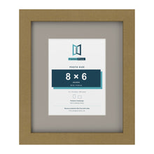 Gold 12 x 10 inch picture frame with a Dawn Grey mount for an 8 x 6 inch photo