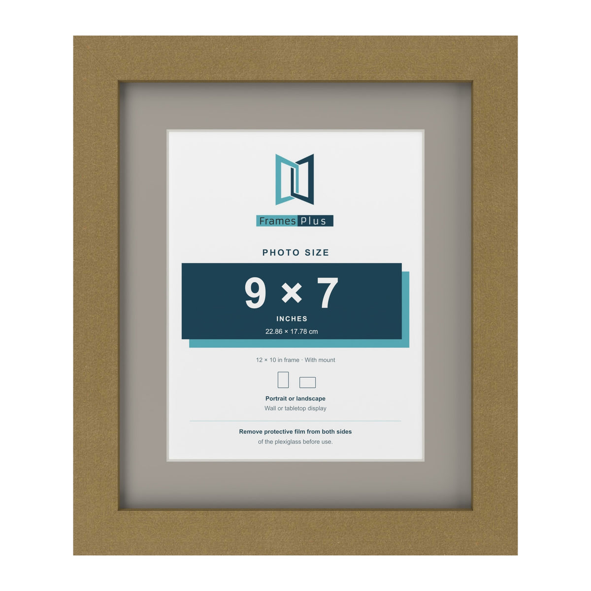 Gold 12 x 10 inch picture frame with a Dawn Grey mount for a 9 x 7 inch photo