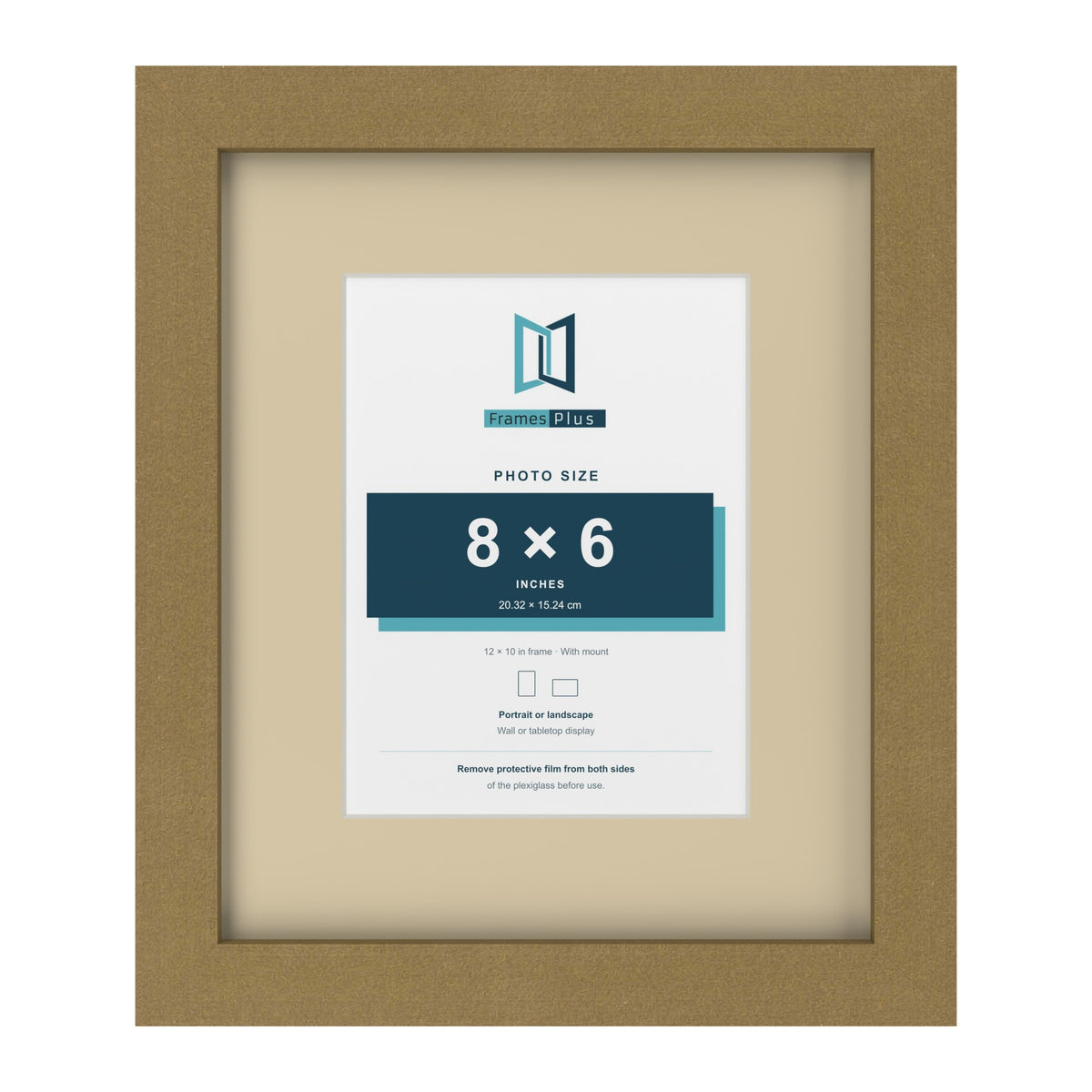 Gold 12 x 10 inch picture frame with an ivory mount for an 8 x 6 inch photo