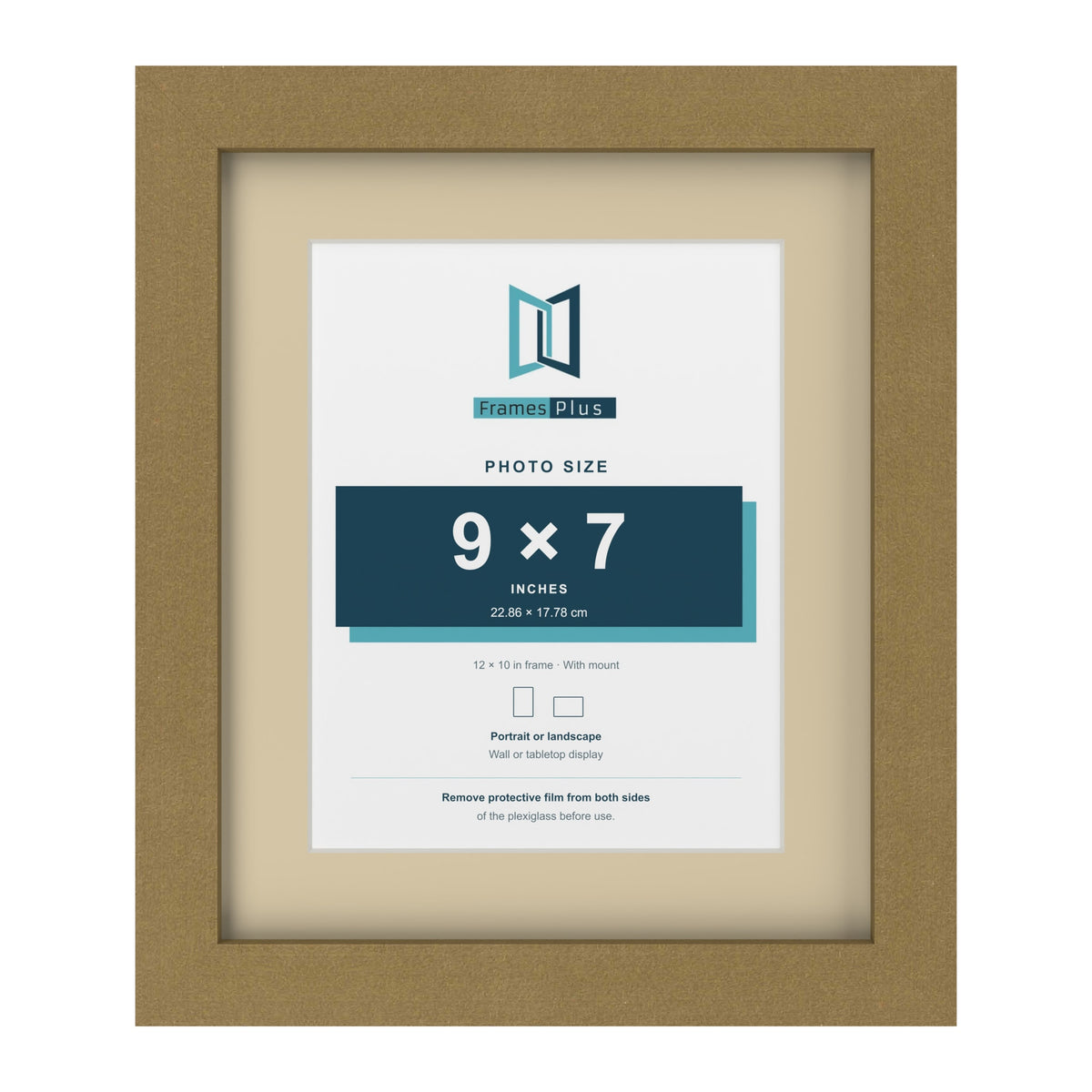 Gold 12 x 10 inch picture frame with an ivory mount for a 9 x 7 inch photo