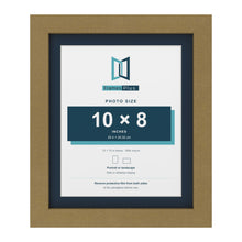 Gold 12 x 10 inch picture frame with a Pacific Blue mount for a 10 x 8 inch photo
