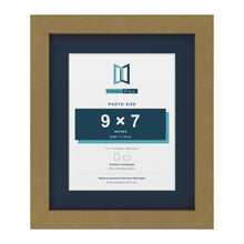Gold 12 x 10 inch picture frame with a Pacific Blue mount for a 9 x 7 inch photo