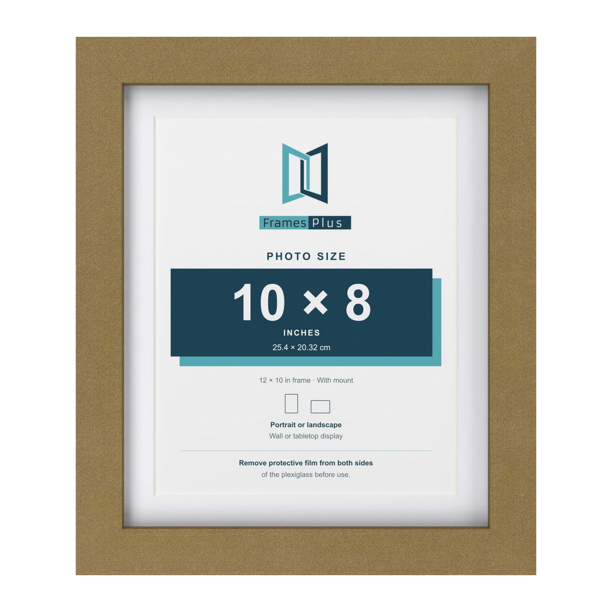 Gold 12 x 10 inch picture frame with a white mount for a 10 x 8 inch photo