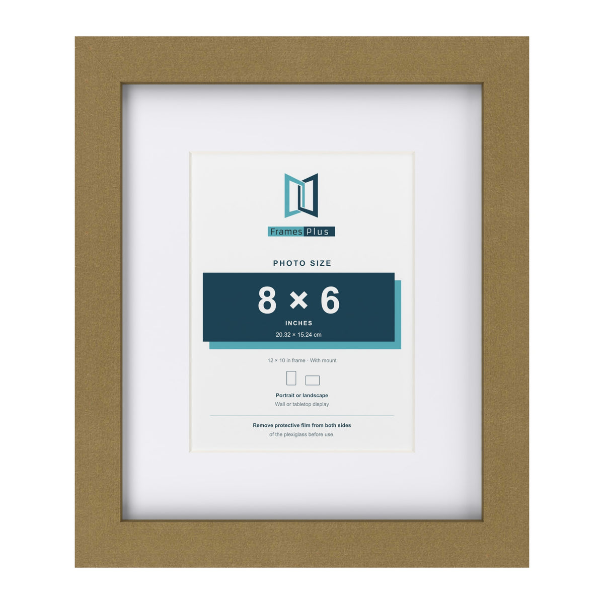 Gold 12 x 10 inch picture frame with a white mount for a 8 x 6 inch photo