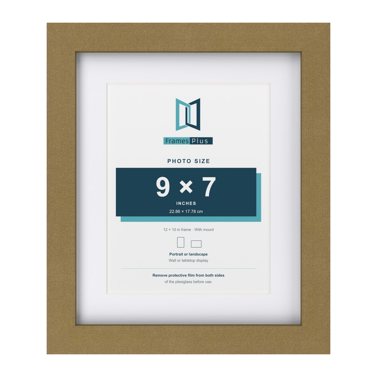 Gold 12 x 10 inch picture frame with a white mount for a 9 x 7 inch photo
