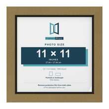 Gold 12 x 12 inch picture frame with a black mount for an 11 x 11 inch photo