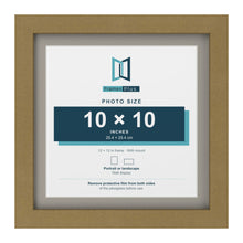 Gold 12 x 12 inch picture frame with a Dawn Grey mount for a 10 x 10 inch photo