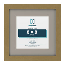 Gold 12 x 12 inch picture frame with a Dawn Grey mount for an 8 x 8 inch photo