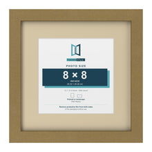 Gold 12 x 12 inch picture frame with an ivory mount for an 8 x 8 inch photo