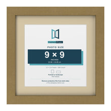 Gold 12 x 12 inch picture frame with an ivory mount for a 9 x 9 inch photo