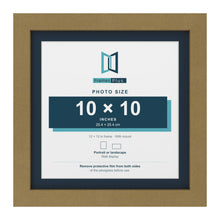 Gold 12 x 12 inch picture frame with a Pacific Blue mount for a 10 x 10 inch photo