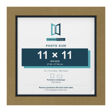 Gold 12 x 12 inch picture frame with a Pacific Blue mount for an 11 x 11 inch photo