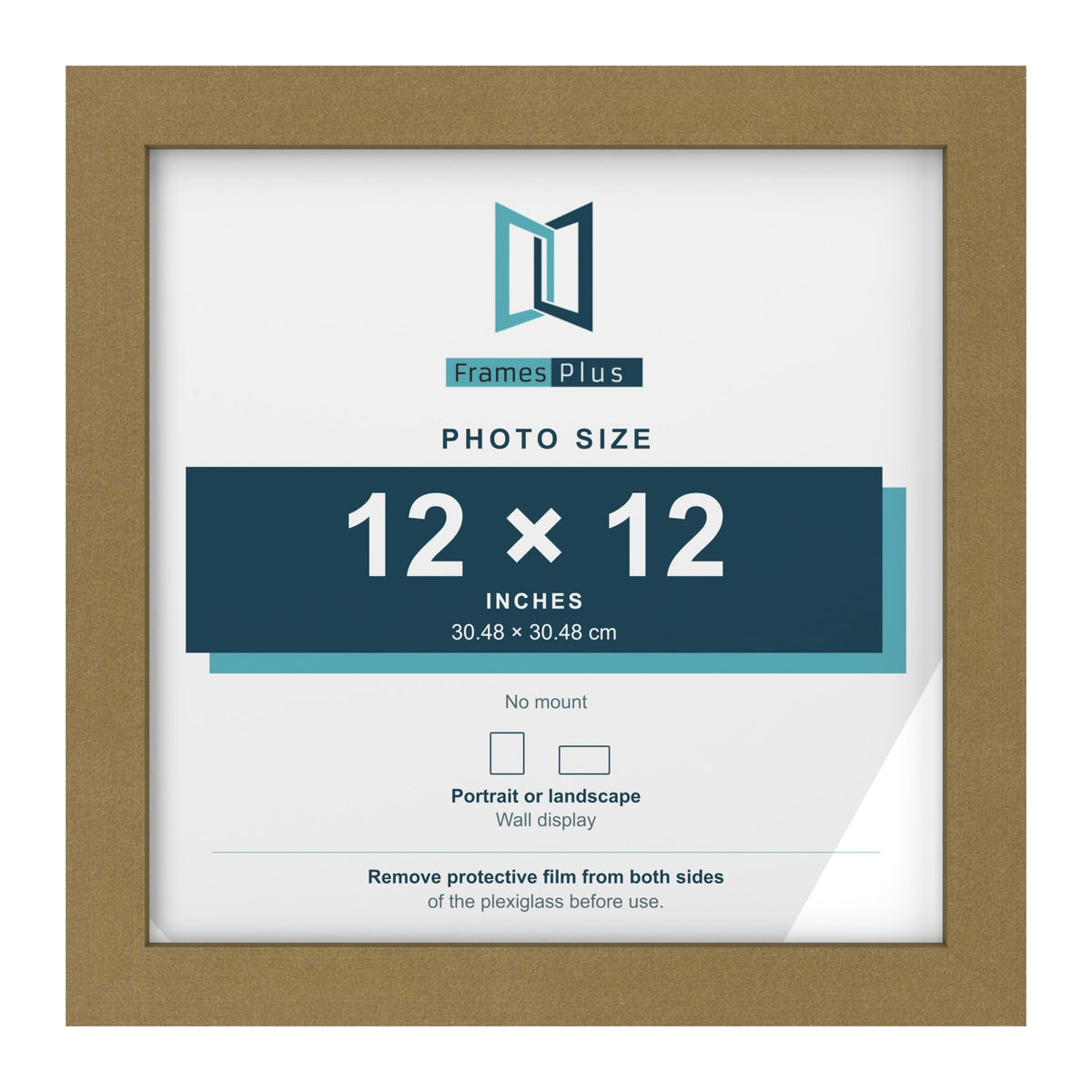 Gold picture frame for a 12 x 12 inch photo