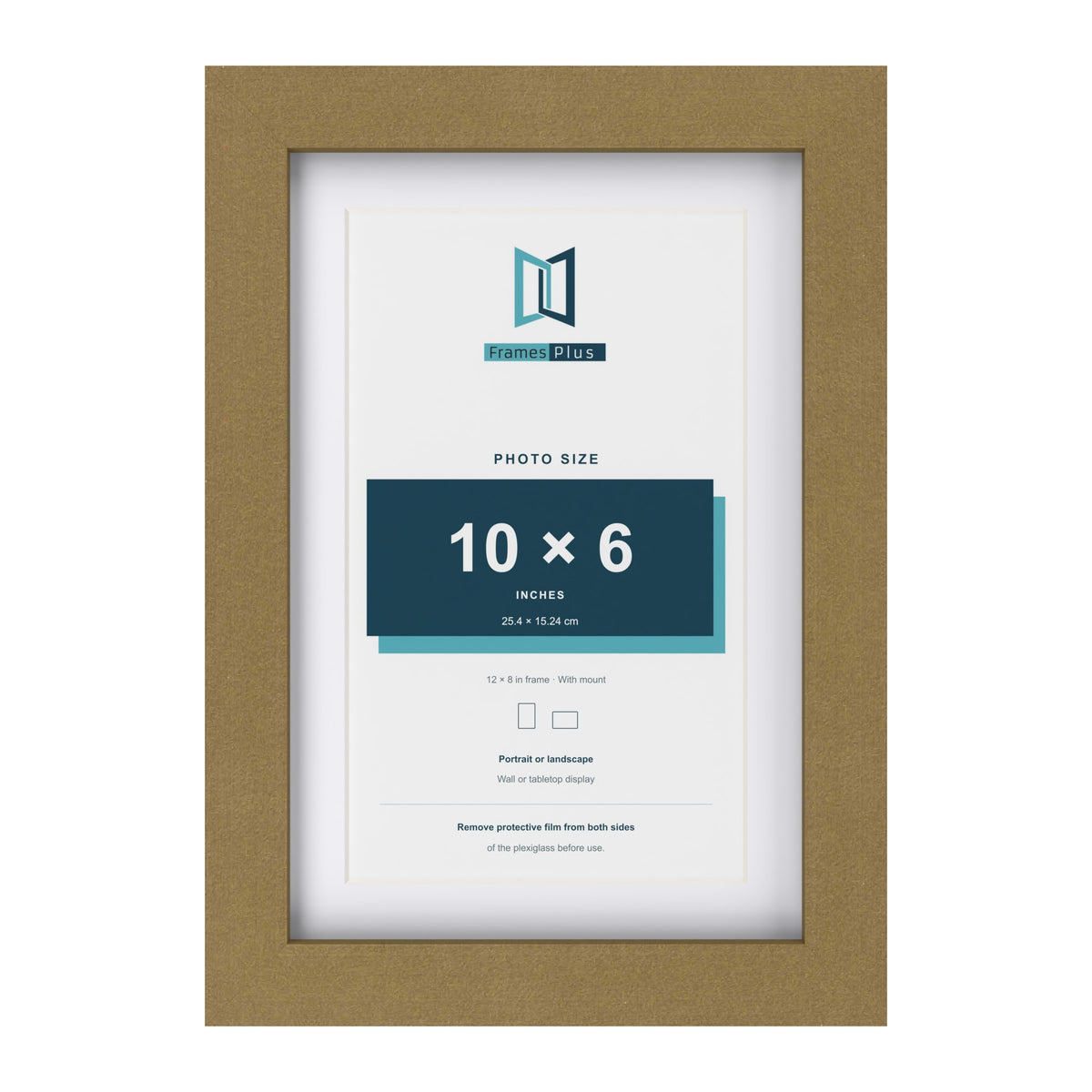 Gold 12 x 8 inch picture frame with a white mount for a 10 x 6 inch photo