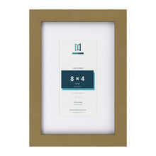 Gold 12 x 8 inch picture frame with a white mount for an 8 x 4 inch photo