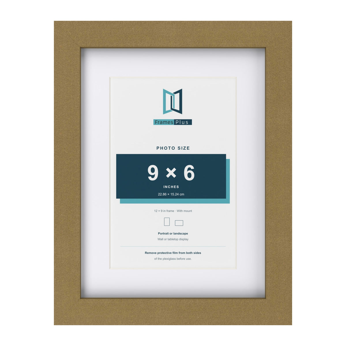 Gold 12 x 9 inch picture frame with a white mount for a 9 x 6 inch photo
