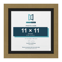 Gold 13 x 13 inch picture frame with a black mount for an 11 x 11 inch photo