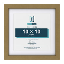 Gold 13 x 13 inch picture frame with a white mount for a 10 x 10 inch photo