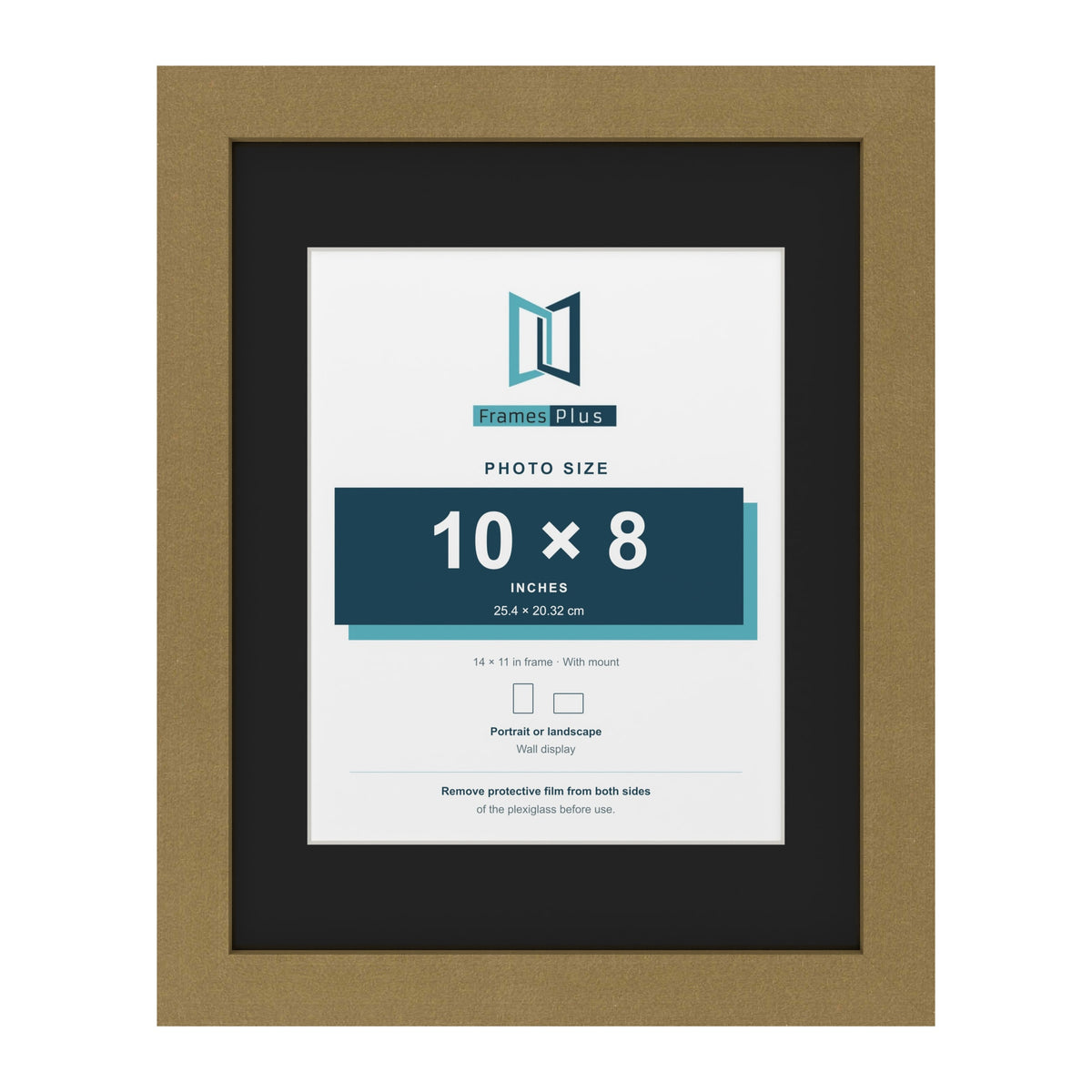 Gold 14 x 11 inch picture frame with a black mount for a 10 x 8 inch photo
