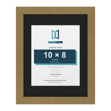 Gold 14 x 11 inch picture frame with a black mount for a 10 x 8 inch photo