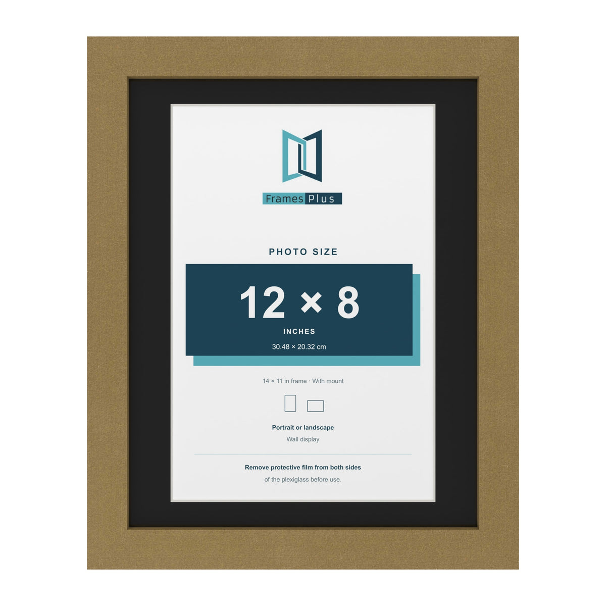 Gold 14 x 11 inch picture frame with a black mount for a 12 x 8 inch photo