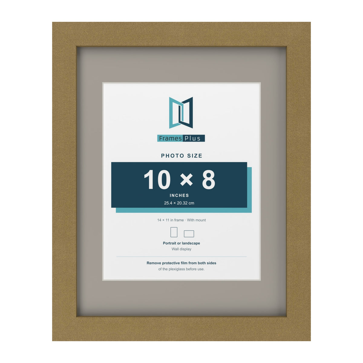 Gold 14 x 11 inch picture frame with a Dawn Grey mount for a 10 x 8 inch photo