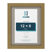 Gold 14 x 11 inch picture frame with a Dawn Grey mount for a 12 x 8 inch photo