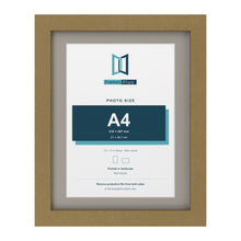 Gold 14 x 11 inch picture frame with a Dawn Grey mount for an A4 photo