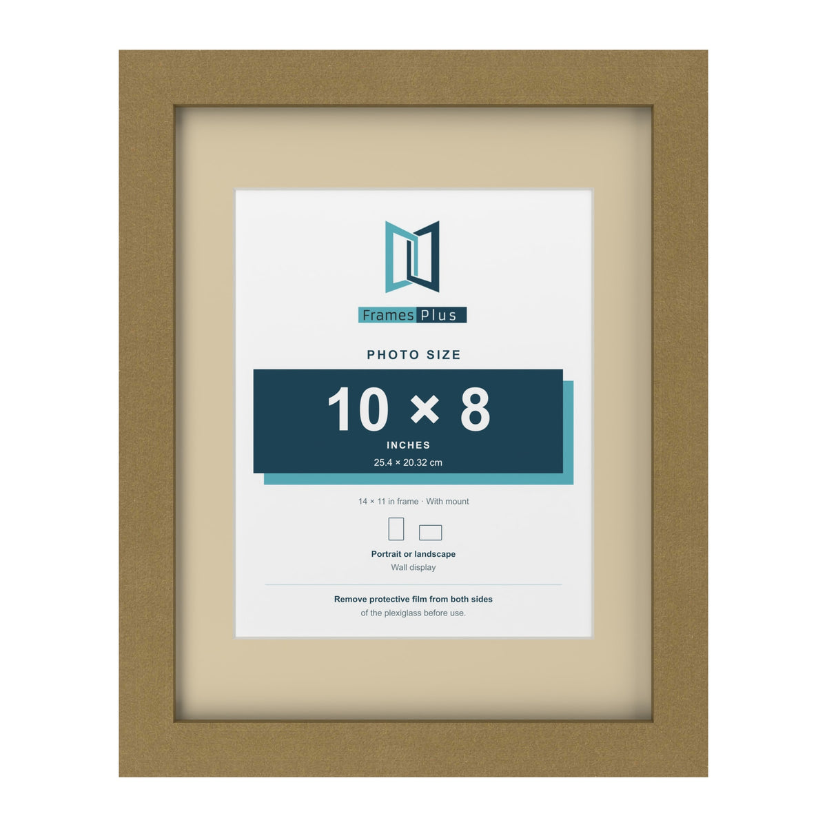Gold 14 x 11 inch picture frame with an ivory mount for a 10 x 8 inch photo