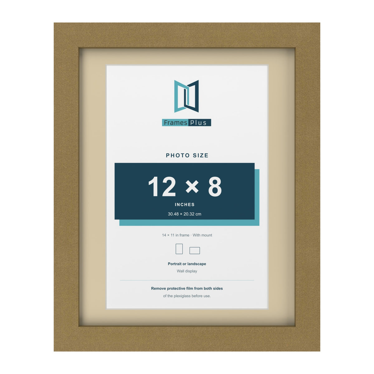 Gold 14 x 11 inch picture frame with an ivory mount for a 12 x 8 inch photo