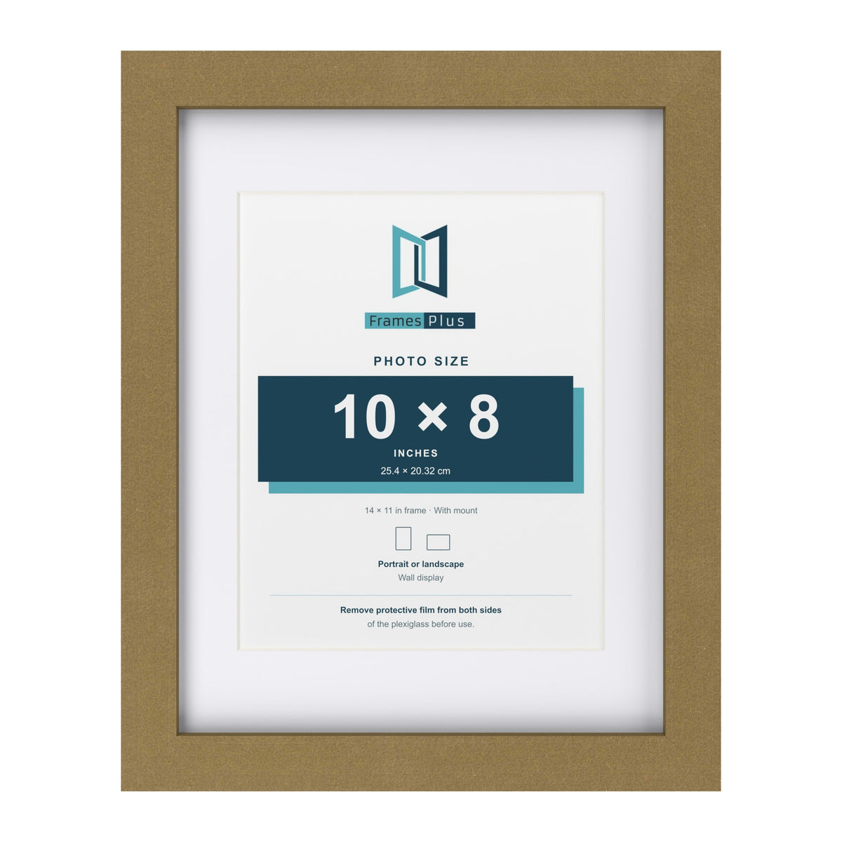 Gold 14 x 11 inch picture frame with a white mount for a 10 x 8 inch photo