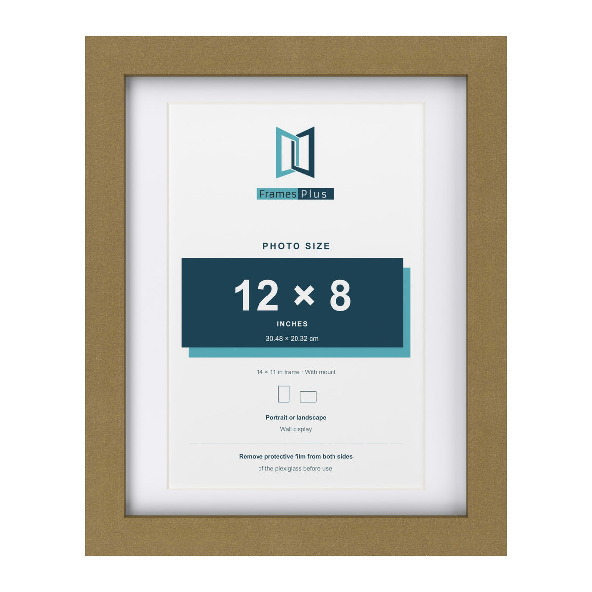 Gold 14 x 11 inch picture frame with a white mount for a 12 x 8 inch photo