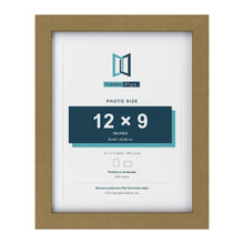 Gold 14 x 11 inch picture frame with a white mount for a 12 x 9 inch photo