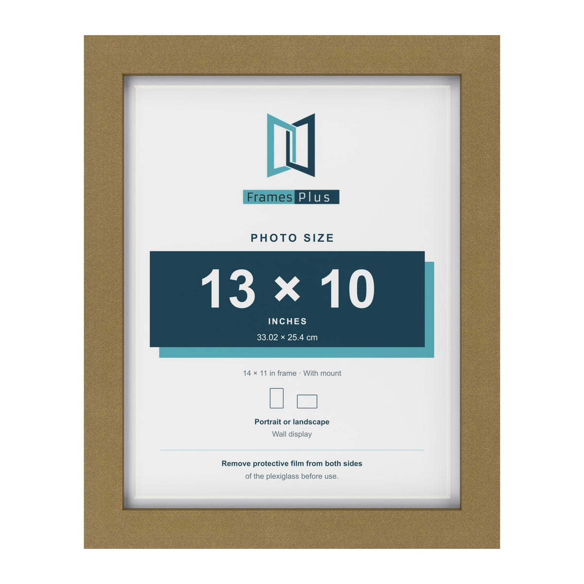 Gold 14 x 11 inch picture frame with a white mount for a 13 x 10 inch photo