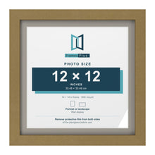 Gold 14 x 14 inch picture frame with a Dawn Grey mount for a 12 x 12 inch photo