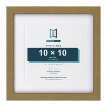 Gold 14 x 14 inch picture frame with a white mount for a 10 x 10 inch photo