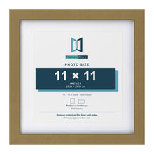 Gold 14 x 14 inch picture frame with a white mount for an 11 x 11 inch photo
