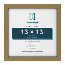Gold 14 x 14 inch picture frame with a white mount for a 13 x 13 inch photo