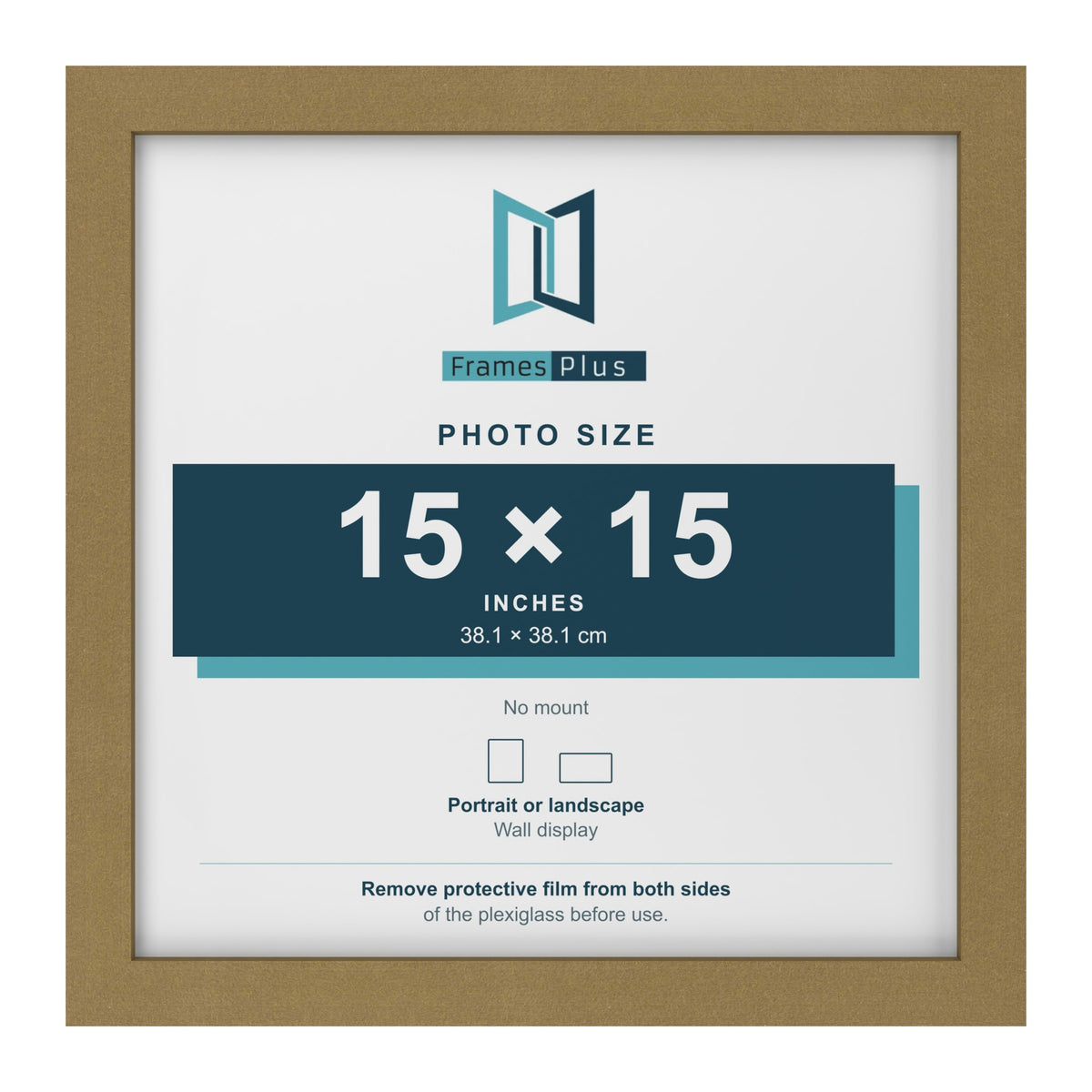 Gold picture frame for a 15 x 15 inch photo