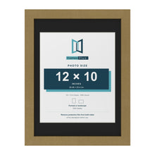 Gold 16 x 12 inch picture frame with a black mount for a 12 x 10 inch photo