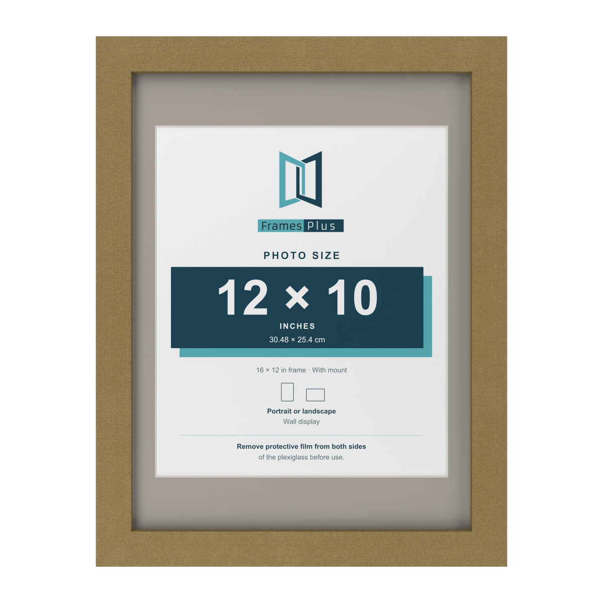 Gold 16 x 12 inch picture frame with a Dawn Grey mount for a 12 x 10 inch photo