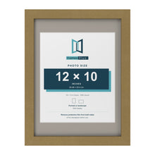 Gold 16 x 12 inch picture frame with a Dawn Grey mount for a 12 x 10 inch photo