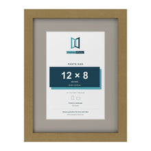 Gold 16 x 12 inch picture frame with a Dawn Grey mount for a 12 x 8 inch photo