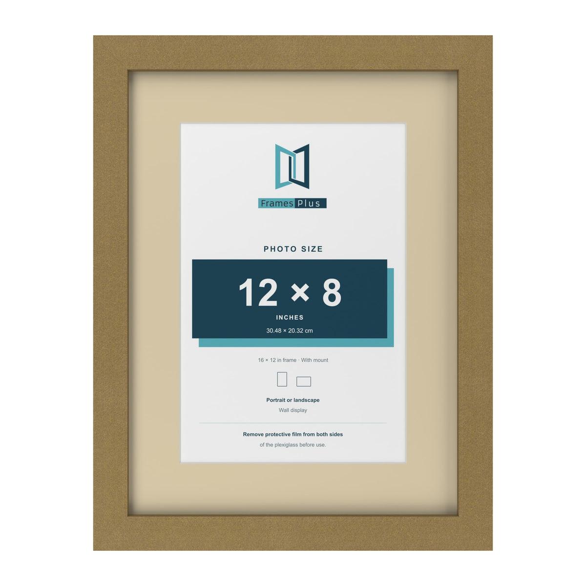 Gold 16 x 12 inch picture frame with an ivory mount for a 12 x 8 inch photo