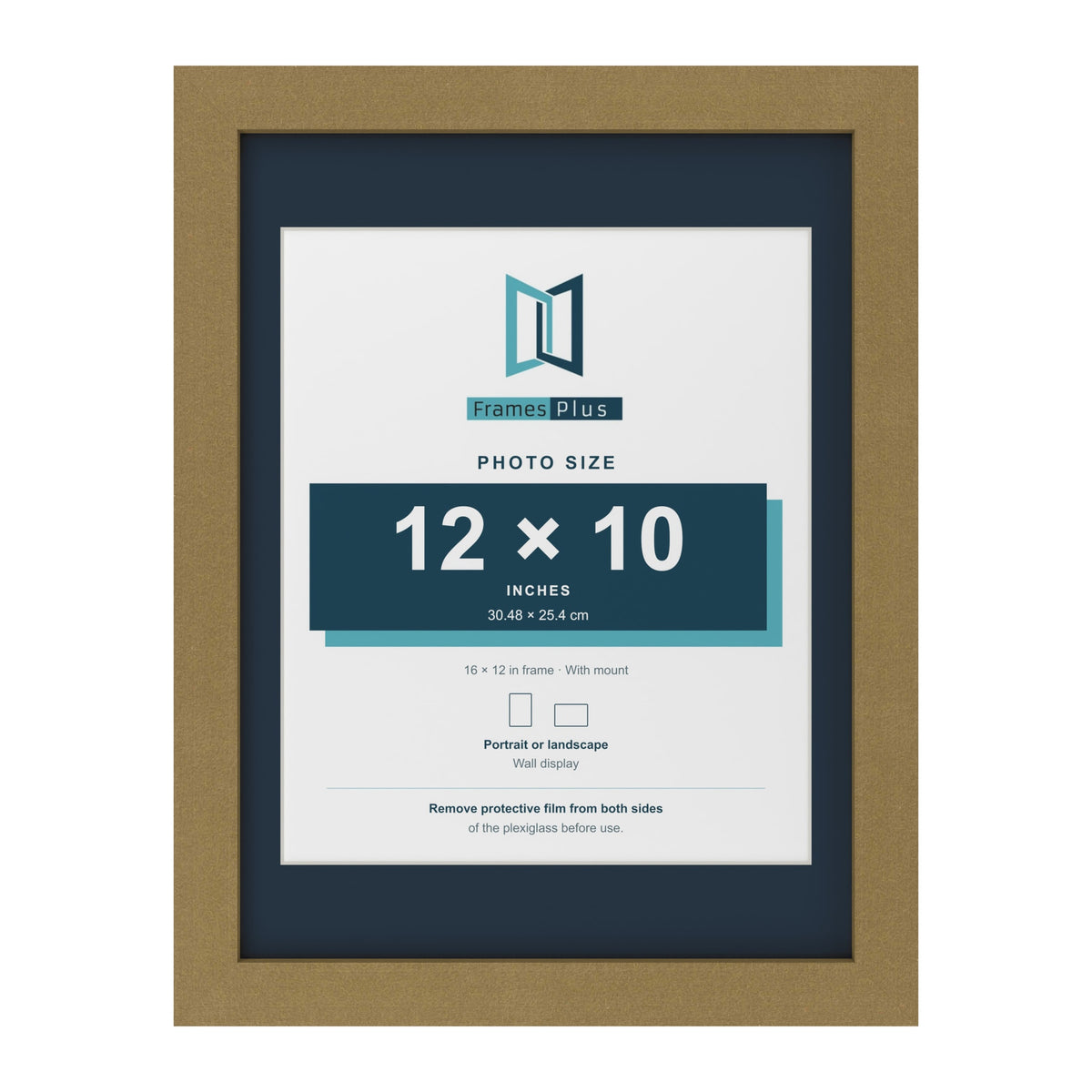 Gold 16 x 12 inch picture frame with a Pacific Blue mount for a 12 x 10 inch photo