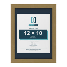 Gold 16 x 12 inch picture frame with a Pacific Blue mount for a 12 x 10 inch photo