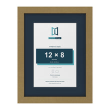 Gold 16 x 12 inch picture frame with a Pacific Blue mount for a 12 x 8 inch photo