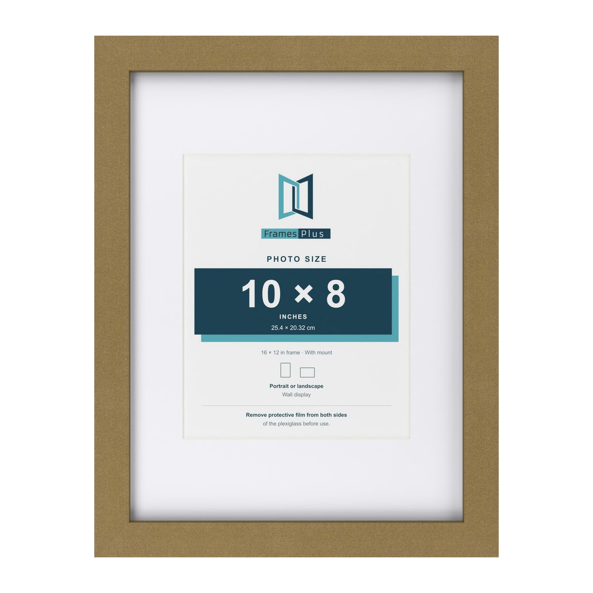 Gold 16 x 12 inch picture frame with a white mount for a 10 x 8 inch photo
