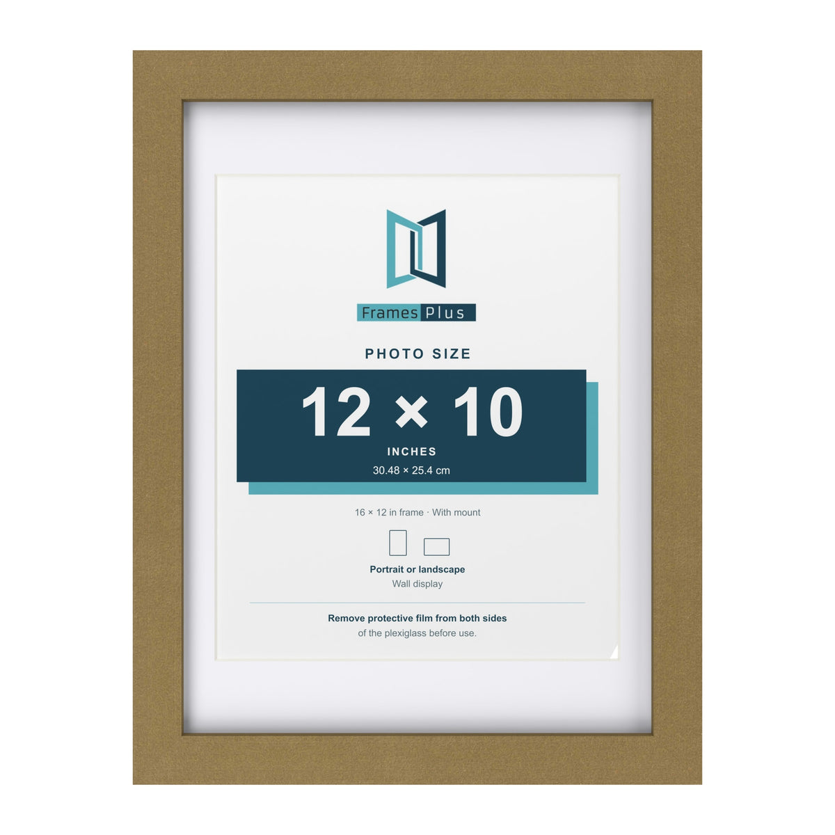 Gold 16 x 12 inch picture frame with a white mount for a 12 x 10 inch photo