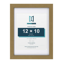 Gold 16 x 12 inch picture frame with a white mount for a 12 x 10 inch photo